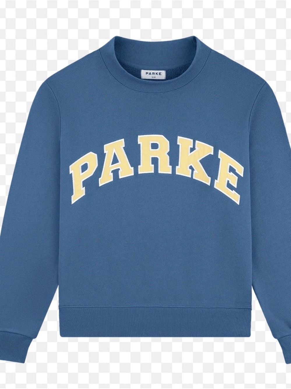 Parke Washed Indigo Blue Varsity Sweatshirt w/Peel Lettering HTF NEW in bag S/M